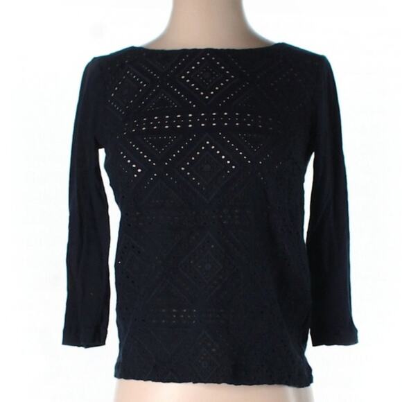 J. Crew XXS eyelet diamond 3/4 sleeve shirt - Picture 1 of 8